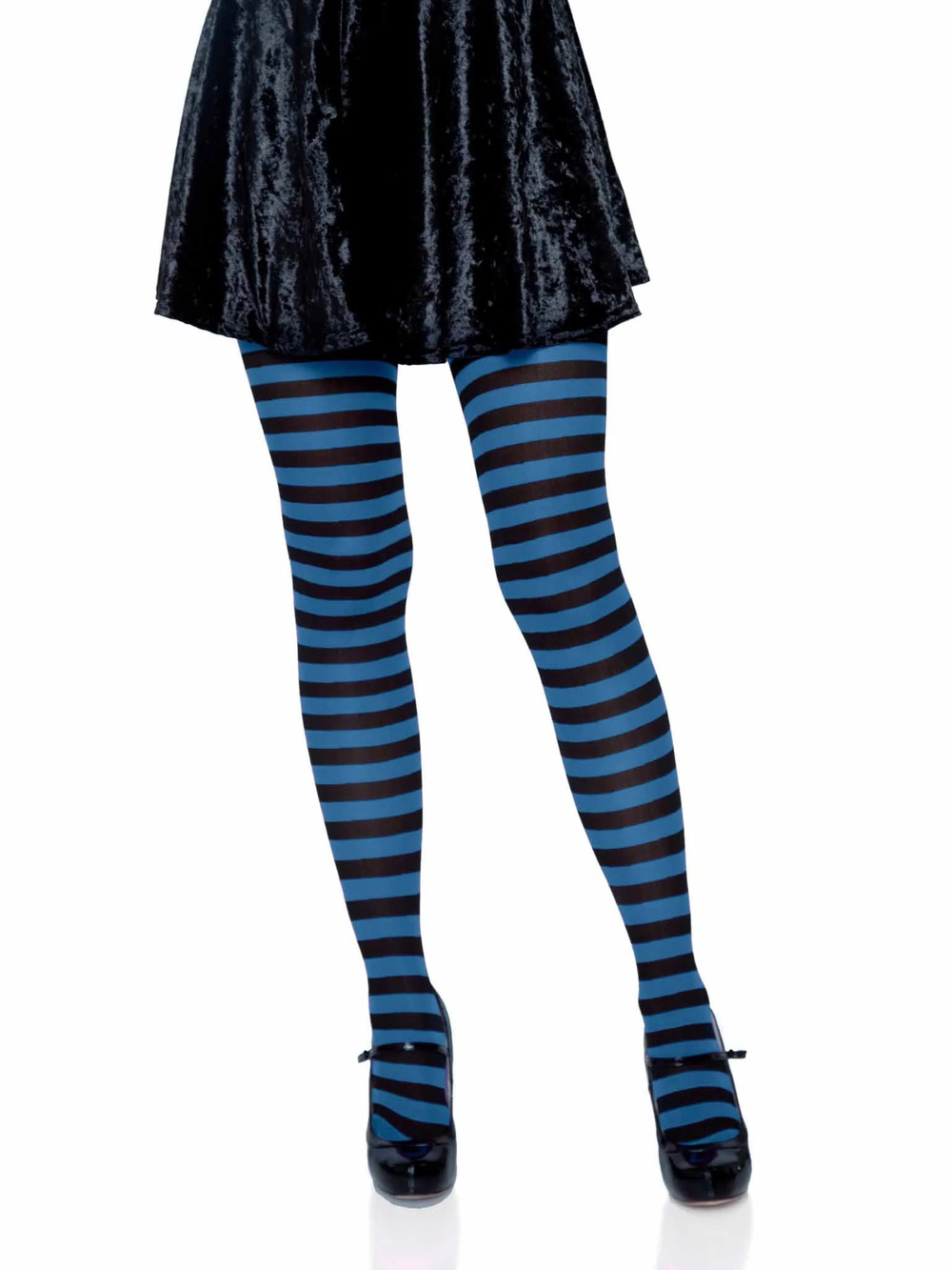 Leg Avenue - Jada Striped Women's Tights - BLACK/ROYAL